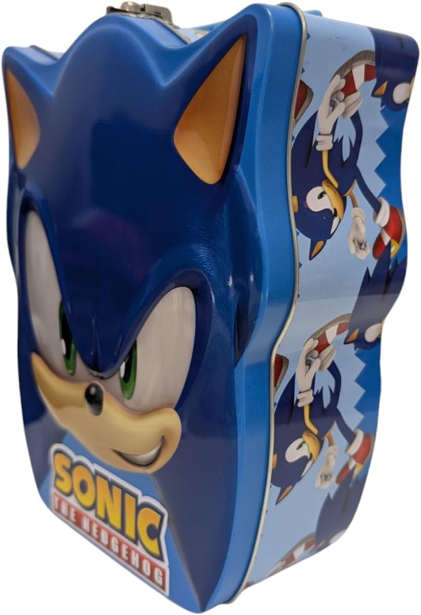 Lata forma cabeza Sonic con bisagras tapa asa azul