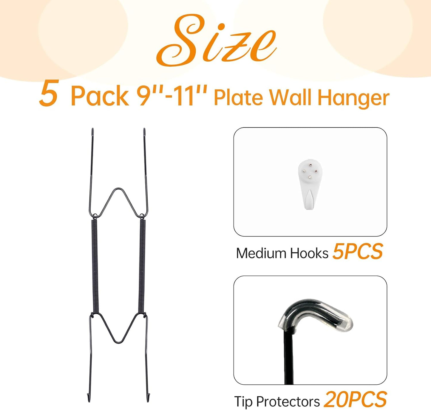 Perchas pared 9-11pulg pack 5 color negro