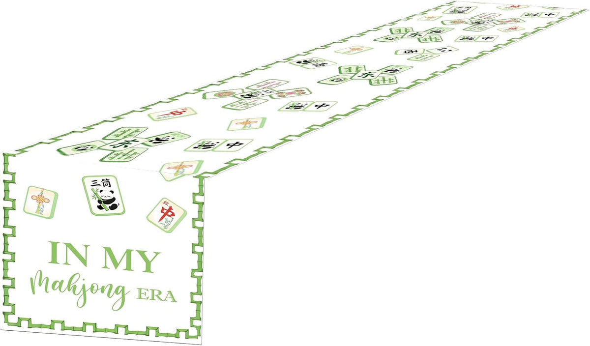 Camino mesa fiesta color verde para juegos Mahjong