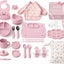 Set 25 Pzas Silicona Alimentación Bebé Babero Taza Bolsas Rosa