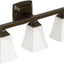 Accesorio baño doble montaje 3 luces vidrio esmerilado