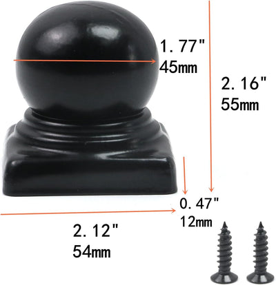 4 Tapas Negras Poste Bola para Postes Metal 1.97x1.97pulg
