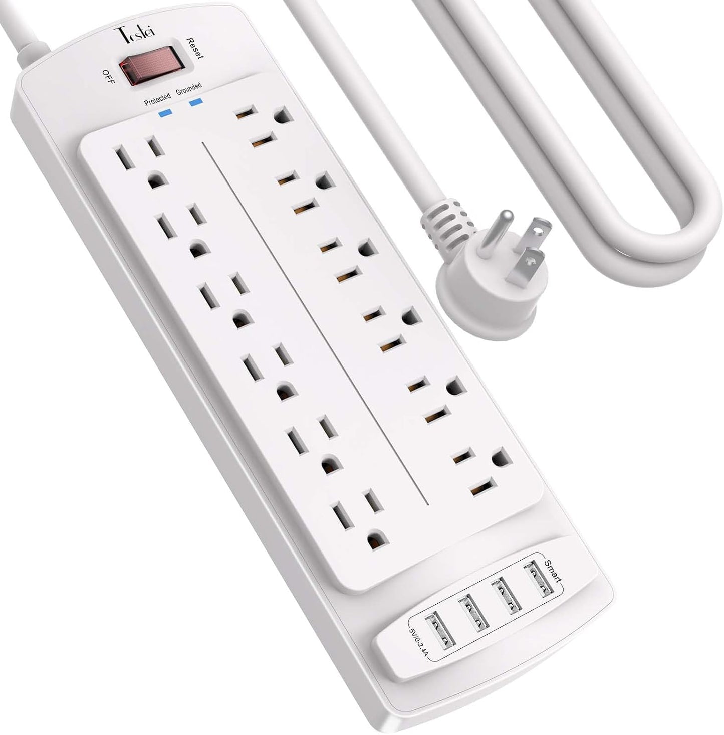 Protector sobretensiones 12 salidas 4 USB 10ft blanco