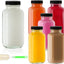 6 Botellas Vidrio 8oz con Tapas Reutilizables para Jugo Agua