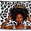 Bolsa cosméticos leopardo negro con cremallera regalo mujer