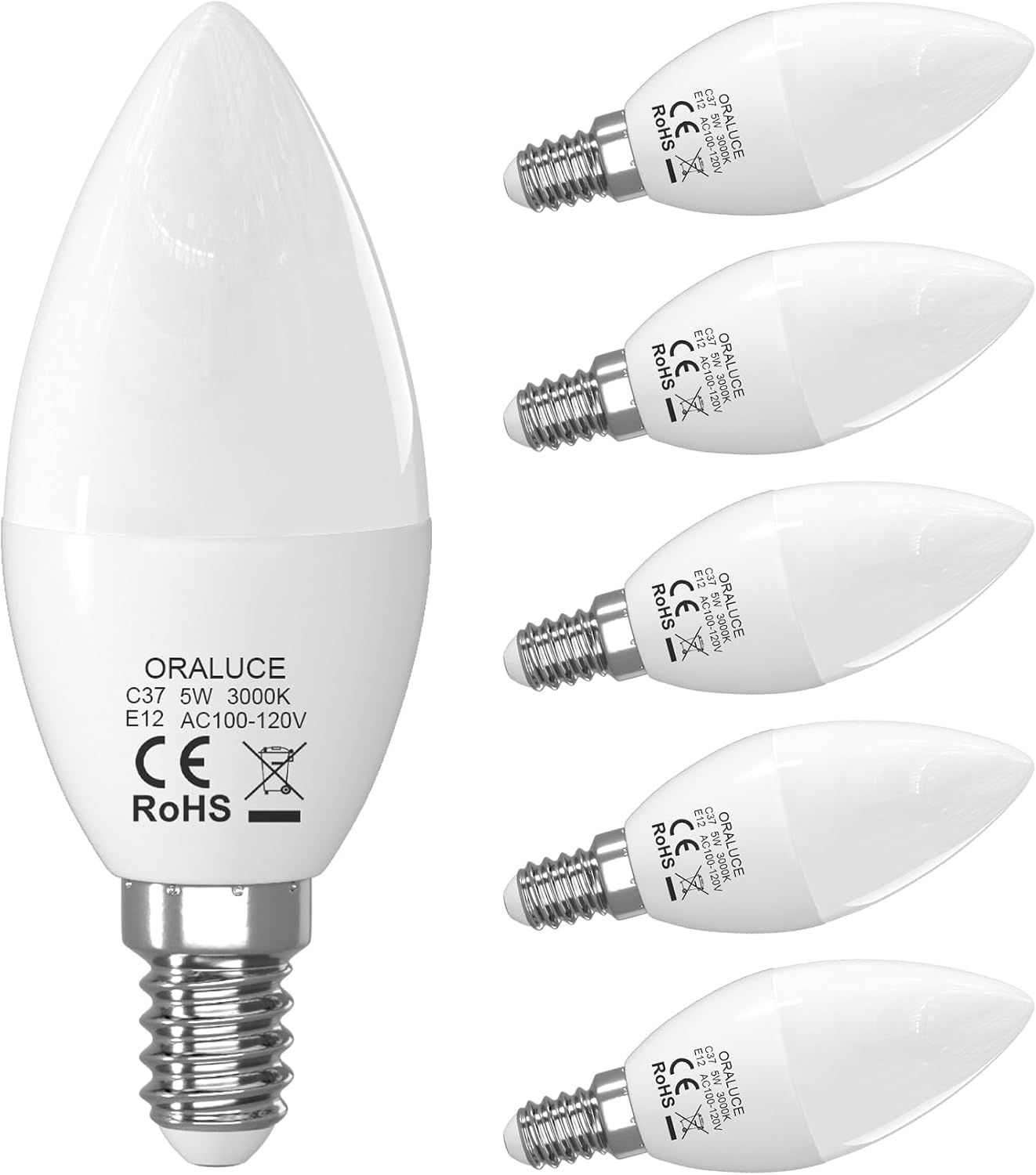 Bombillas LED E12 para candelabro 5W 3000K paquete 6
