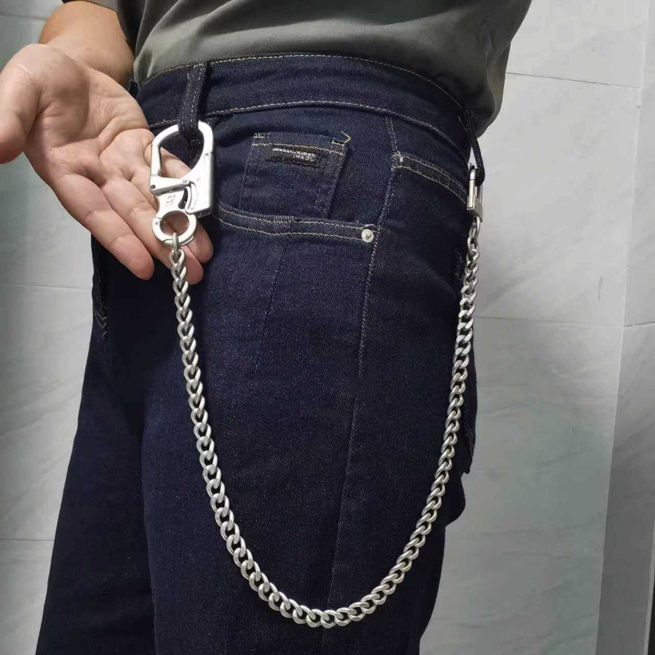 Cadena cartera hombre mosquetón acero resistente