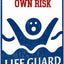 Letrero piscina Swim At Your Own Risk accesorios terraza