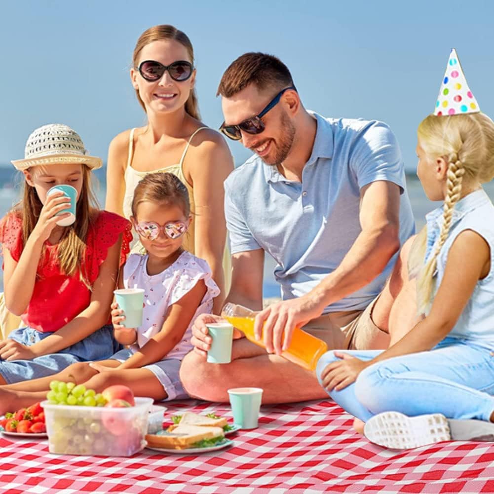 Manta picnic 80x60" impermeable secado rápido cuadros rojos