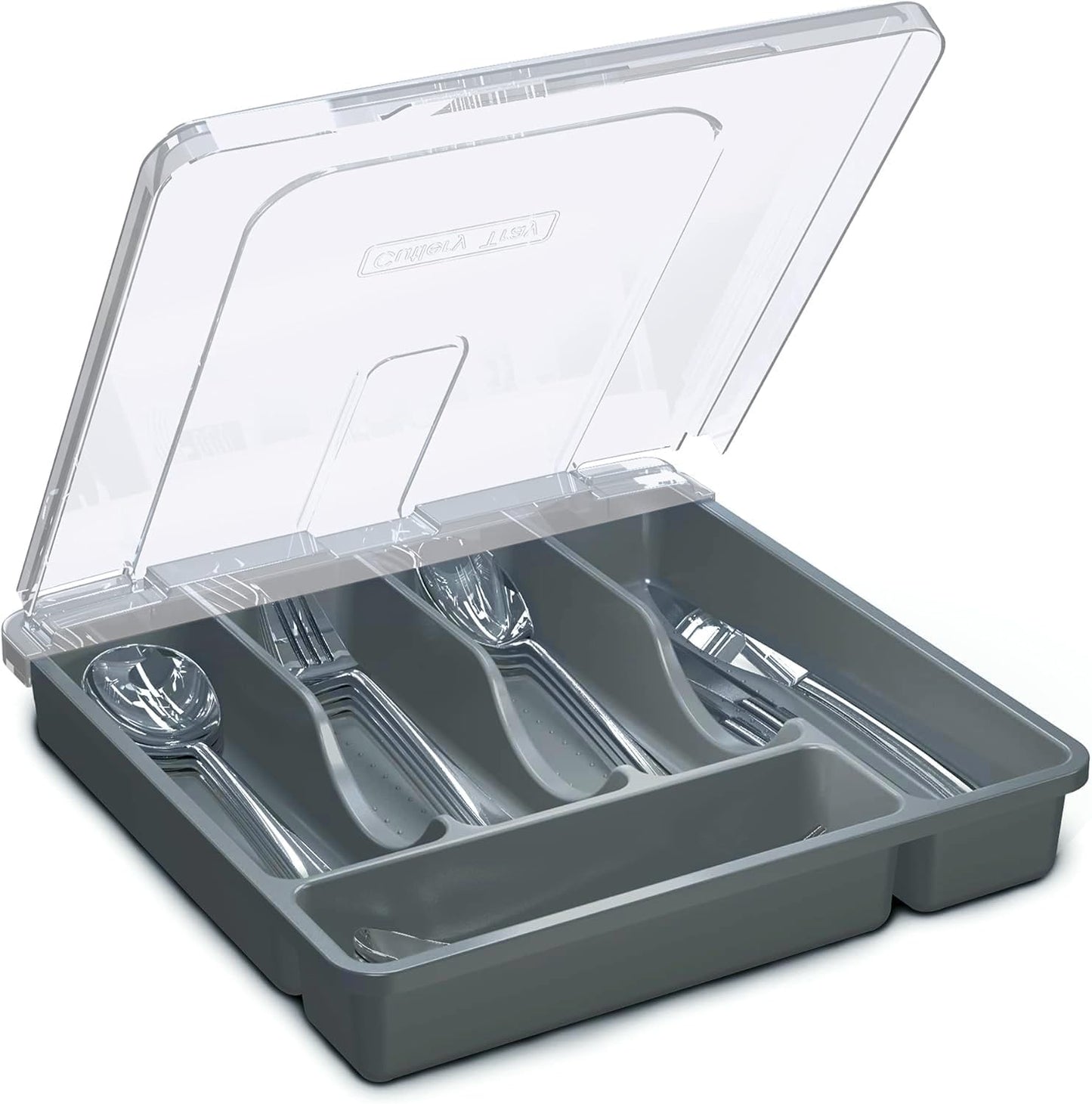 Soporte utensilios encimera con bandeja cubiertos plástico