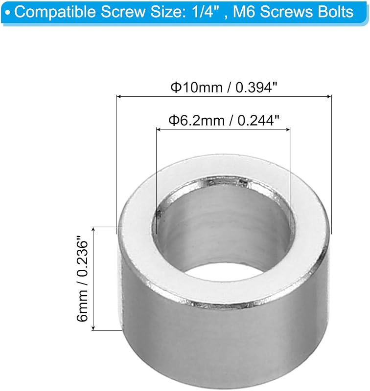 Espaciadores aluminio M6 20pzas 0.244pulg diam