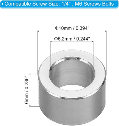 Espaciadores aluminio M6 20pzas 0.244pulg diam