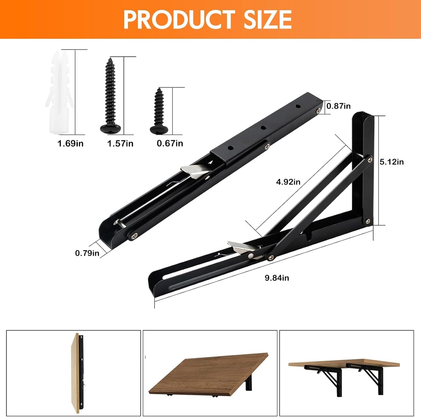 Soportes estante plegables 10pulg negro mate banco trabajo
