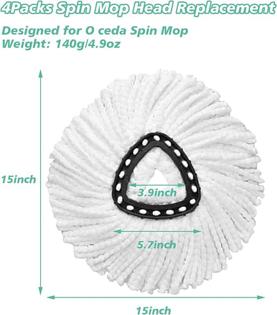 4 Pzas Cabezal Fregona Giratoria Microfibra 360 Grados