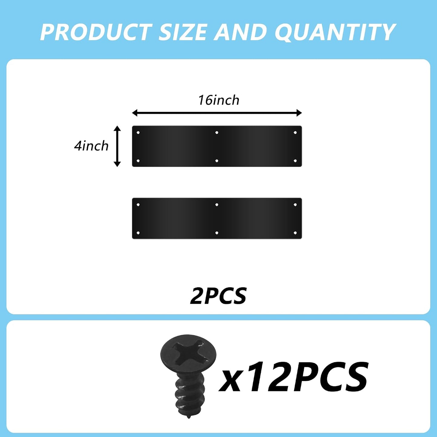 2 Placas Aluminio 16x4pulg Puerta Exterior Negro