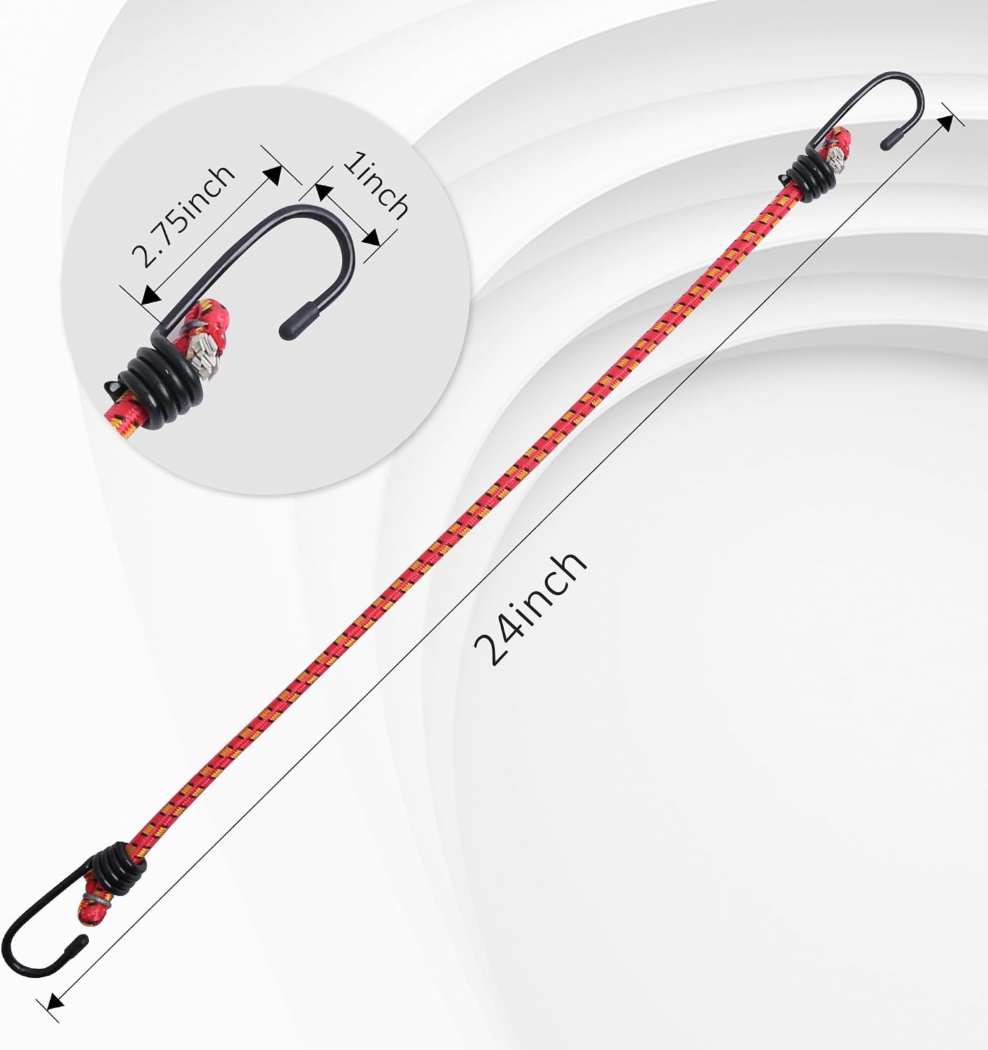 Cuerdas elásticas 24" con ganchos metal para garaje y kayak