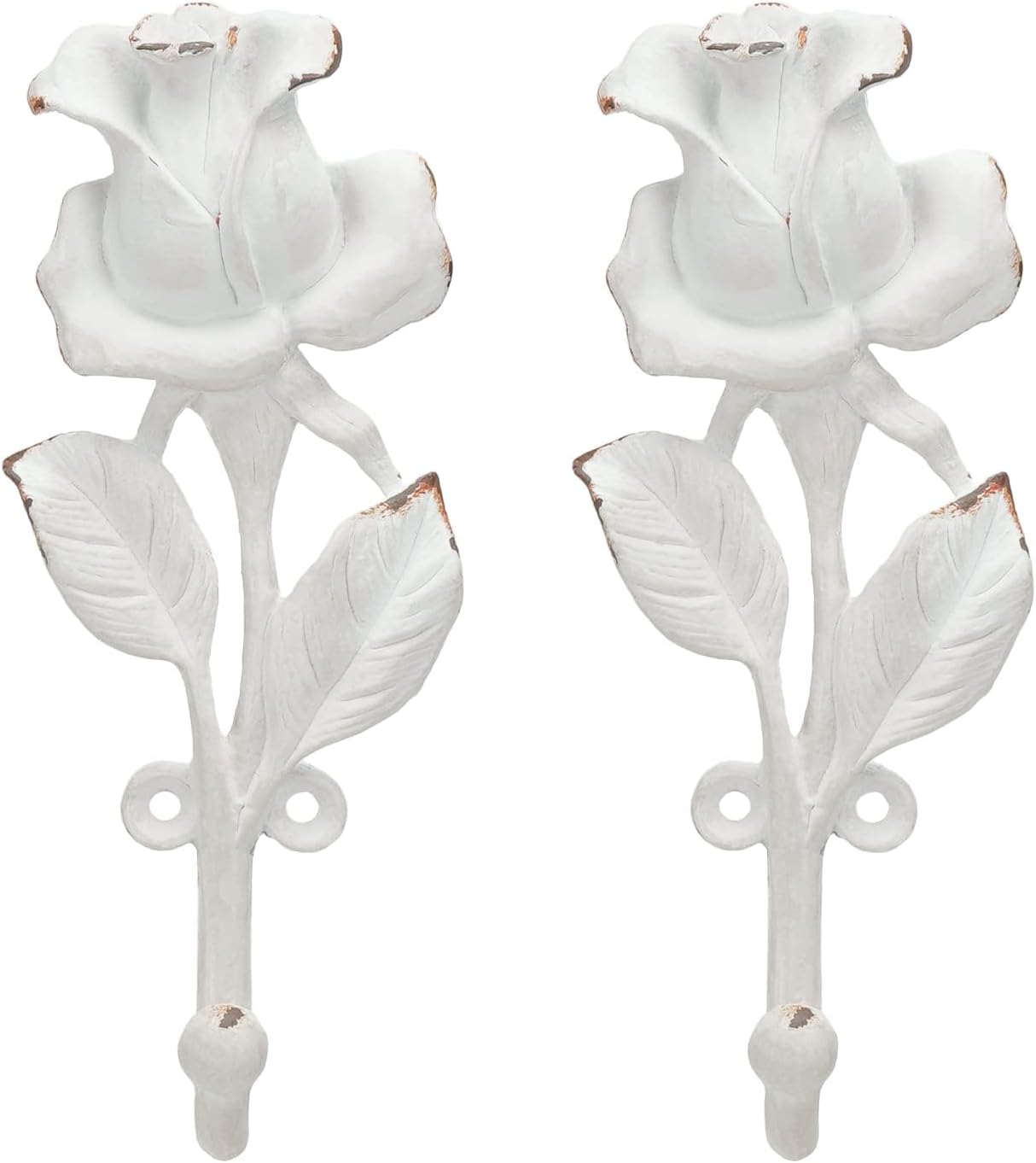 2 Pzas Ganchos Blancos con Flores Rosa 3D para Decoración