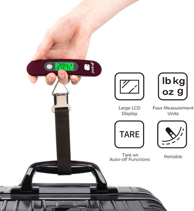 Báscula equipaje digital 110lb pantalla LCD color rojo