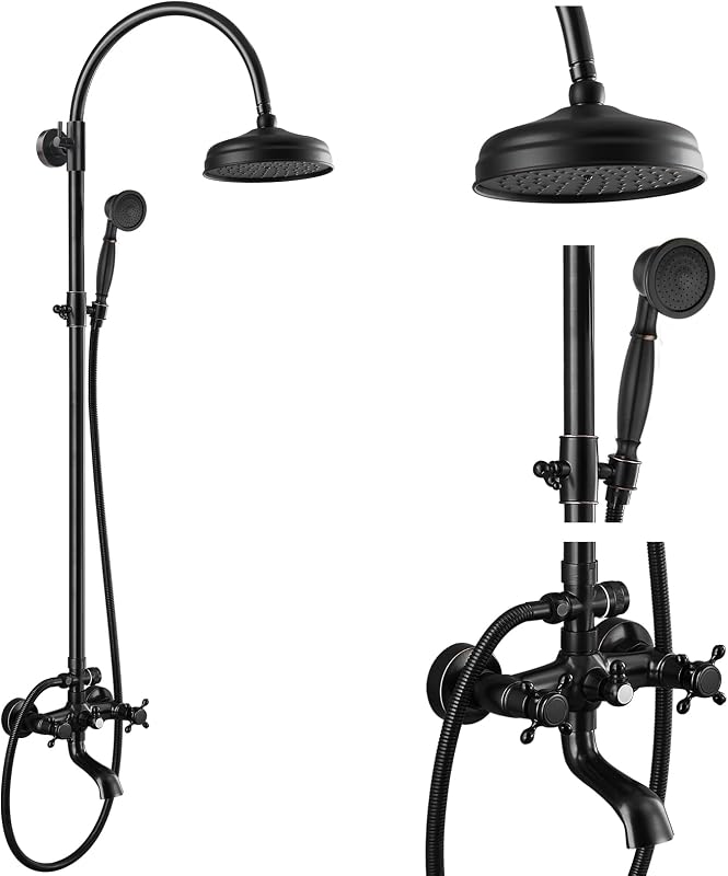 Sistema ducha expuesto 8" lluvia 3 funciones bronce