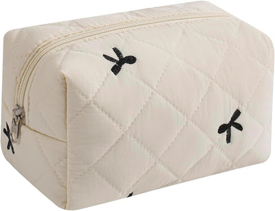 Bolsa maquillaje acolchada algodón floral para mujer y niña