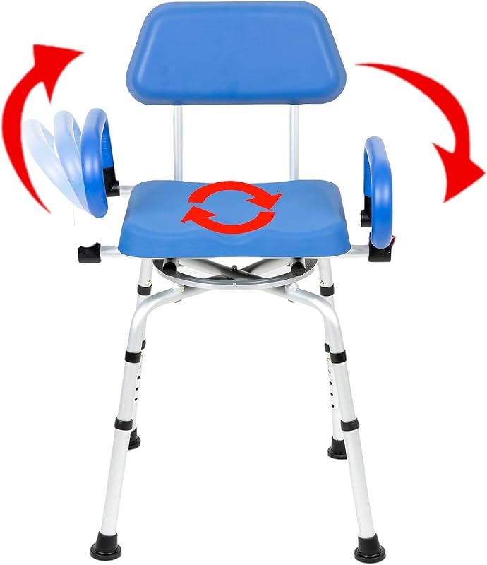 Silla ducha giratoria 360° acolchada ajustable 300lb