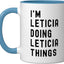 Taza Cerámica Leticia Cosas de Leticia Azul/Blanco