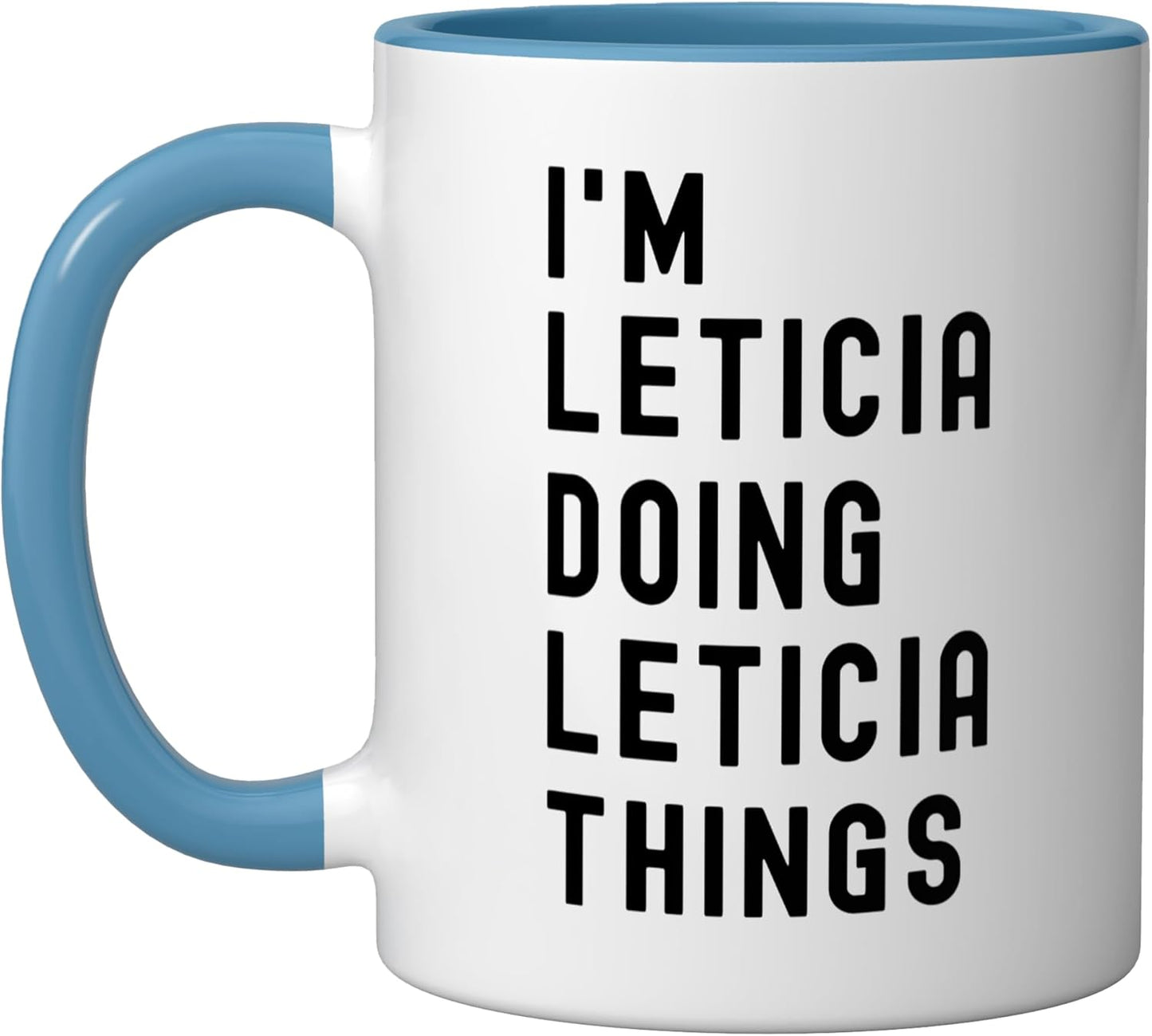 Taza Cerámica Leticia Cosas de Leticia Azul/Blanco