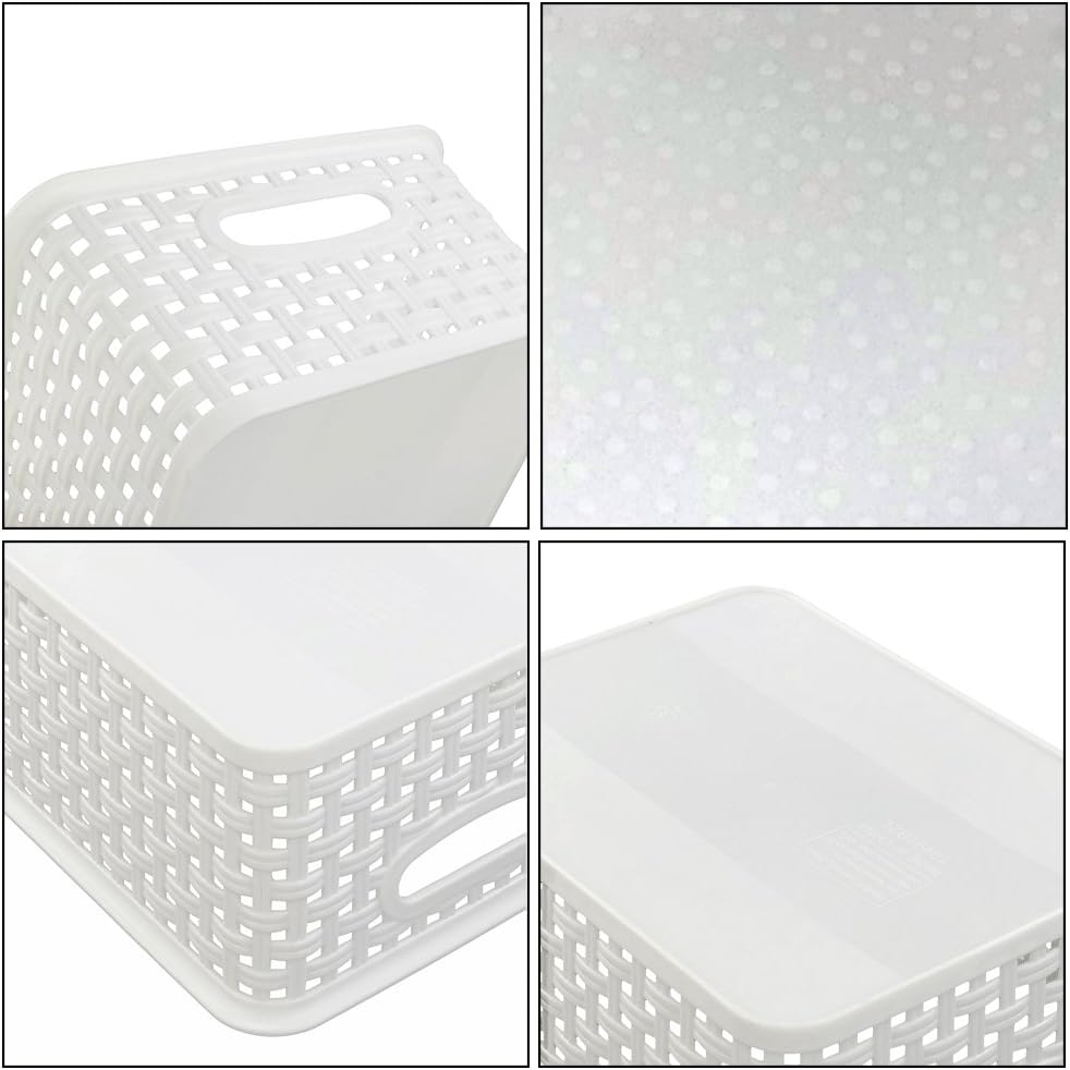 Cestas de Plástico Blanco para Almacenamiento en Pack de 4