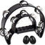Pandereta doble fila metal cascabeles para adultos KTV fiesta negro