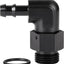 Adaptador macho 3/8 púa manguera aluminio negro 90 grados