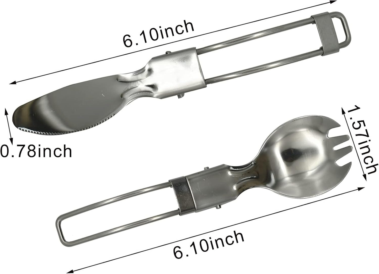 Set 4 cubiertos acero inox 18/10 plegables para acampar