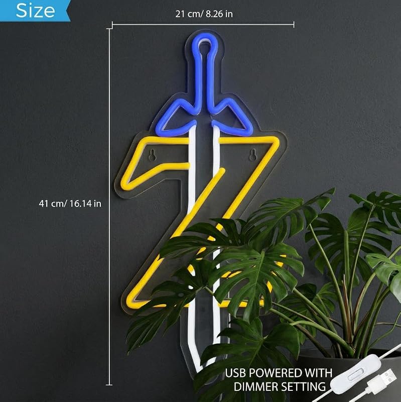 Letrero neón espada Z 8.2x16.1" LED USB sala set