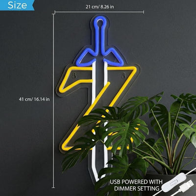Letrero neón espada Z 8.2x16.1" LED USB sala set