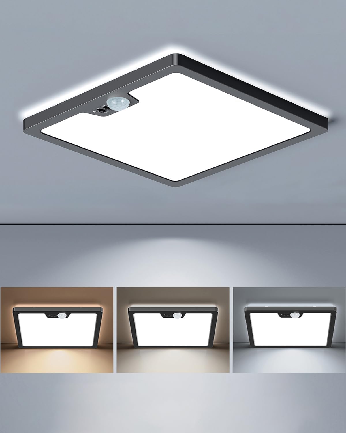 Luz techo empotrado sensor movimiento 24w 3000k-5000k