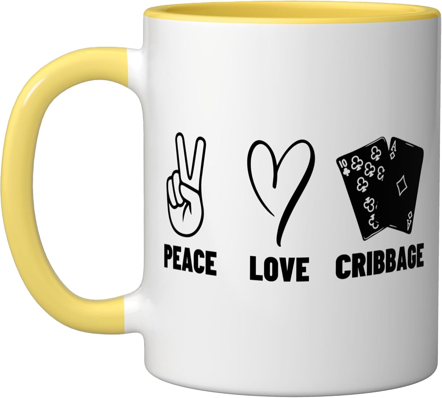 Taza Cerámica Juego de Cribbage Amarillo/Blanco