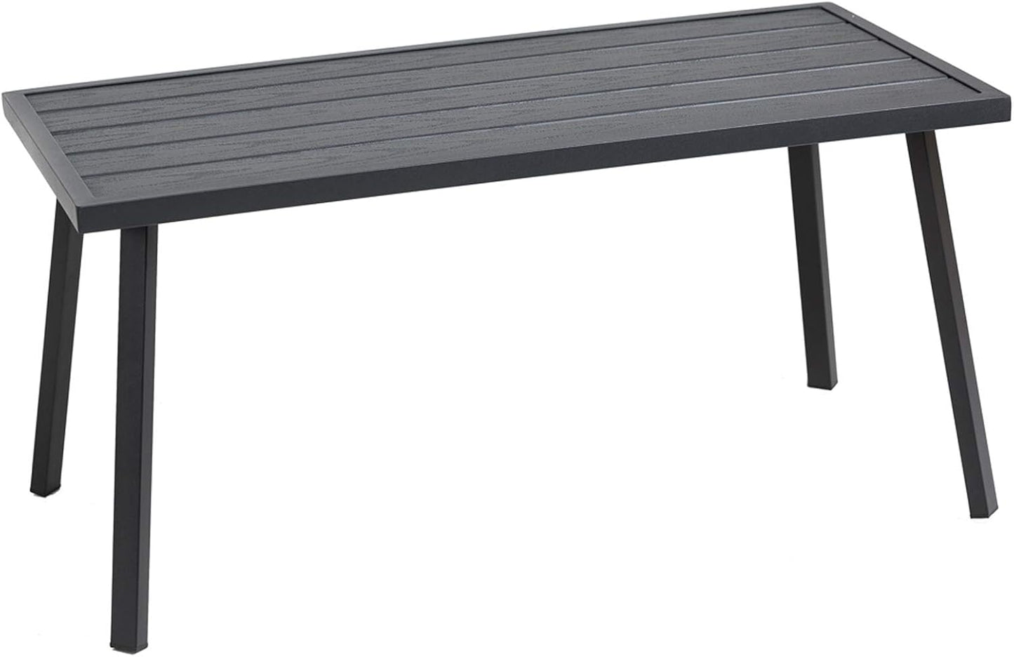 Mesa auxiliar metal negro rectangular para patio