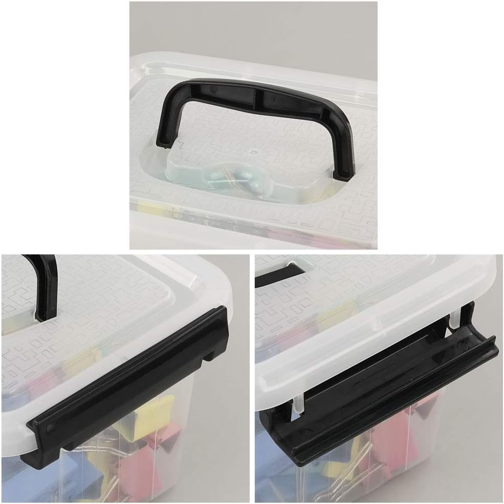 6 Cajas Plástico Transparente 2.5qt con Asa Almacenamiento