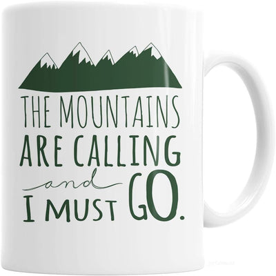 Taza café Mountains Are Calling para camping y al aire libre
