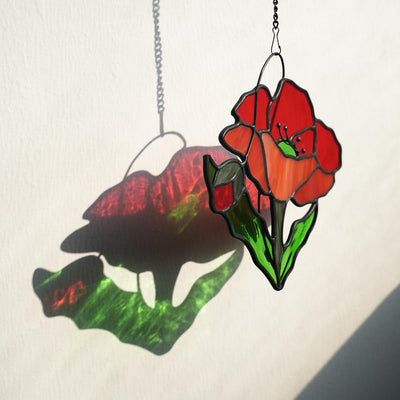 Atrapasoles de amapola roja para ventana regalo flores