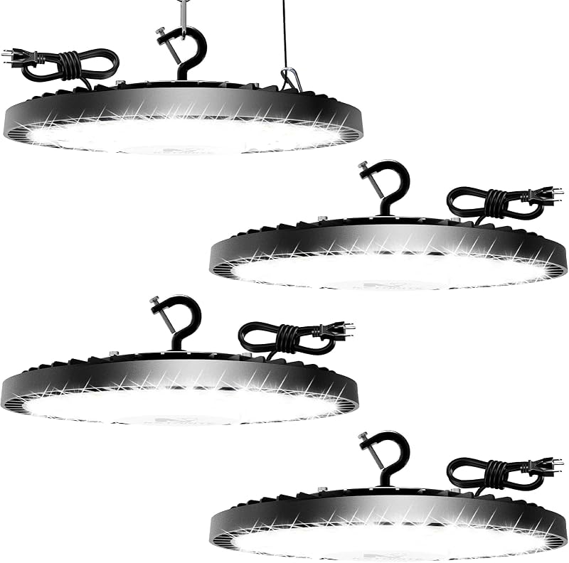4 Luces LED UFO 240W 6500K IP65 con Cable 6.6"