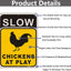 Cartel cruce pollo lento 14x10" metal aluminio reflectante