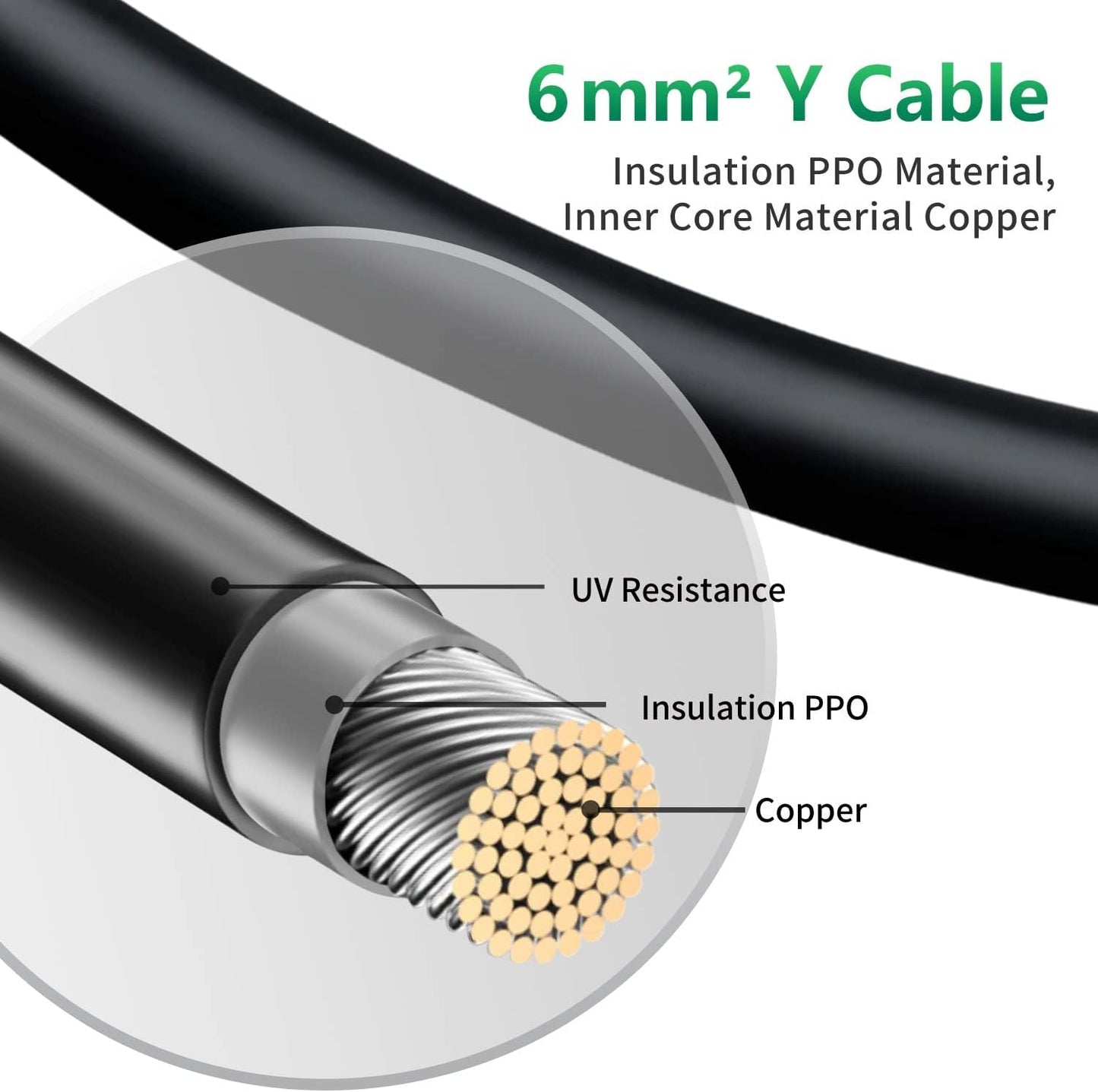 Cable extensión solar 3ft 10AWG con conectores resistente