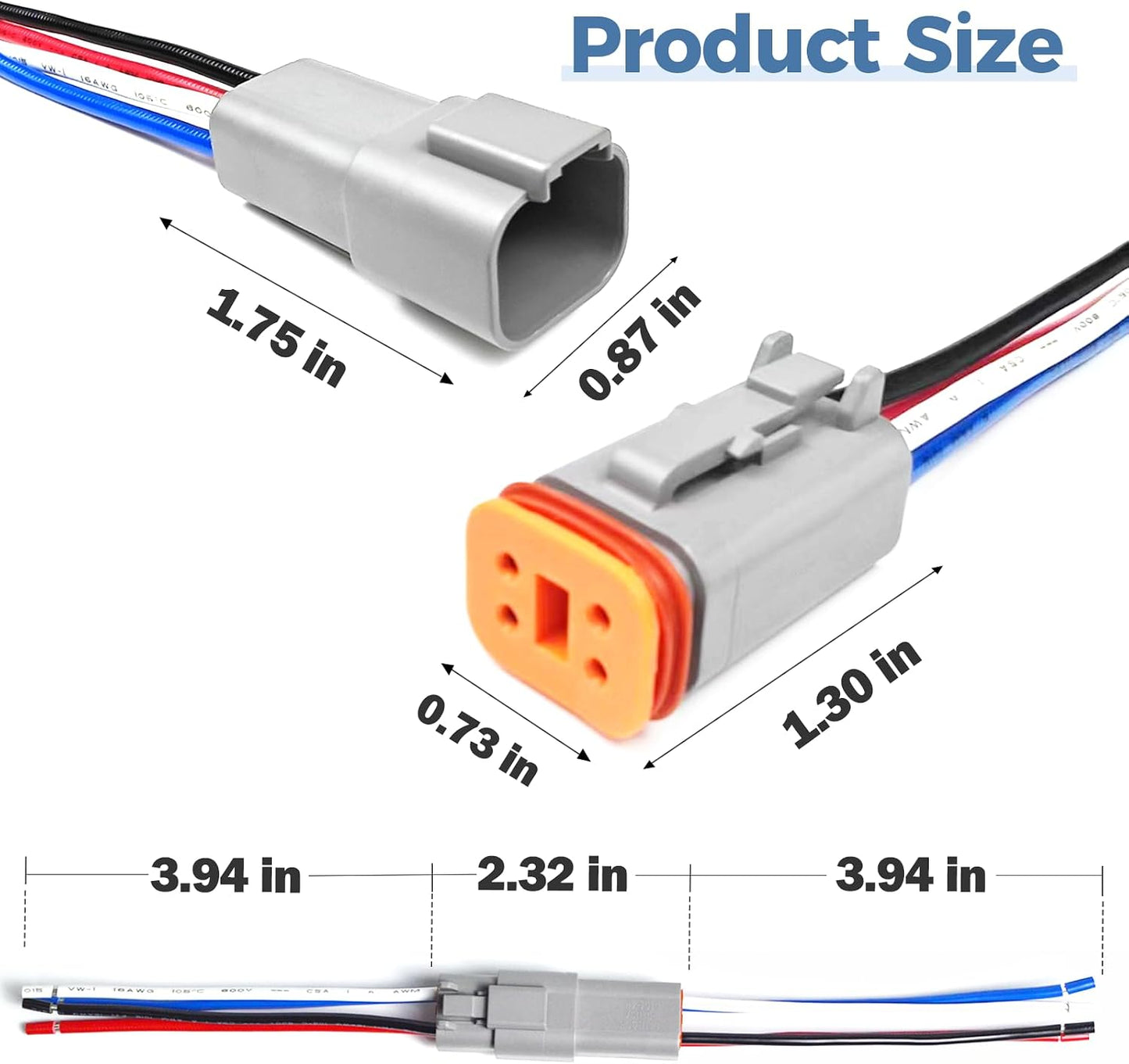 Kit 2 Conectores Deutsch DT 4 Vías 16 AWG Impermeable