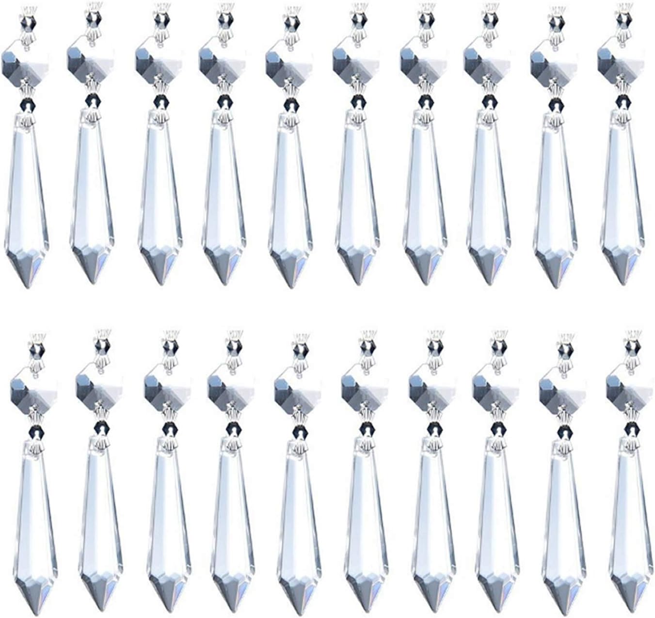 20 Pzas Prismas Cristal Octogan para Lámpara Decoración