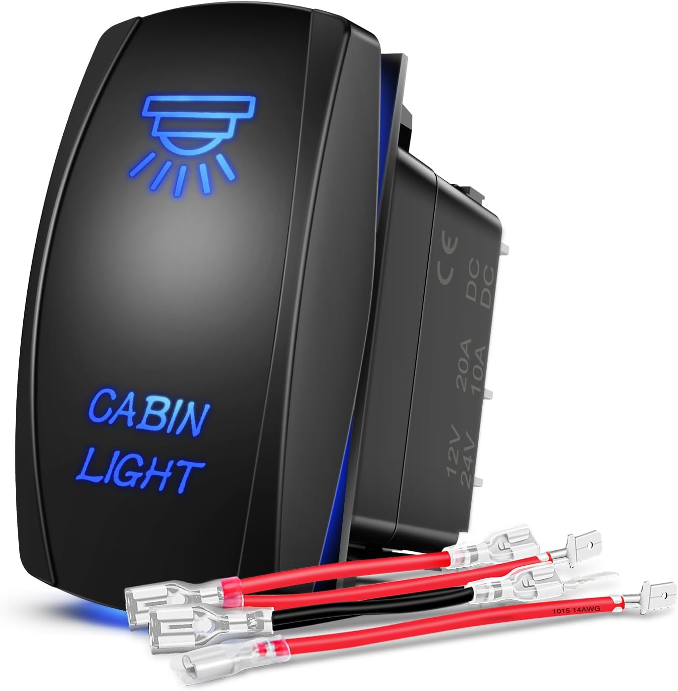 Interruptor luz cabina SPST 12-24V azul coche