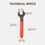 Llave extremo abierto 0.630pulg en forma U 15grados vástago rojo