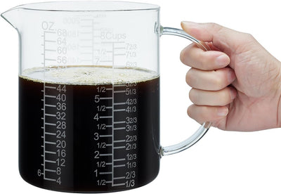 Vaso medidor vidrio borosilicato 64oz con mango aislado