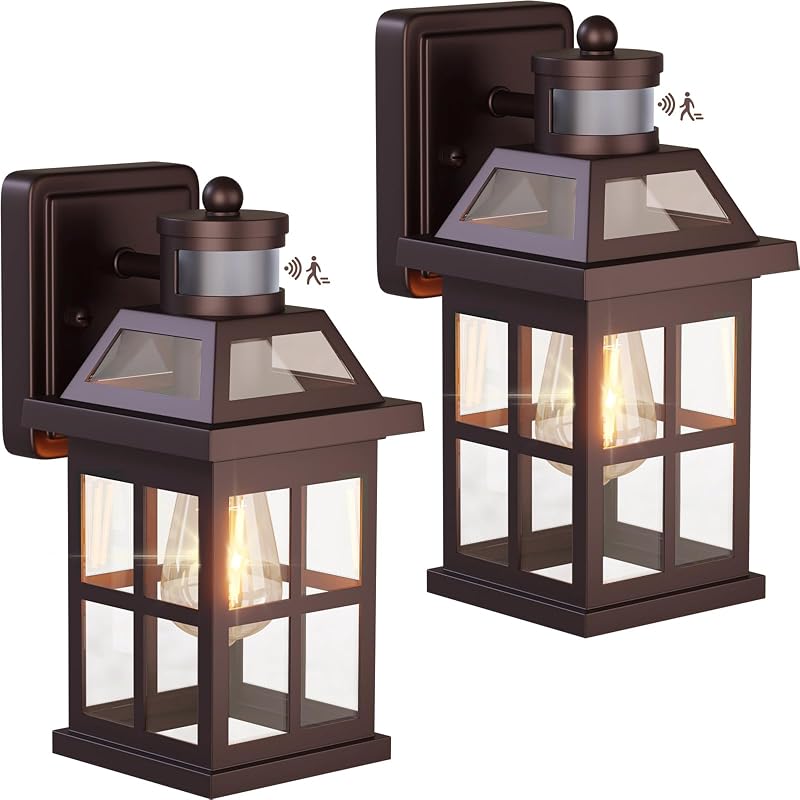 Luces pared bronce sensor movimiento ETL impermeables pack 2