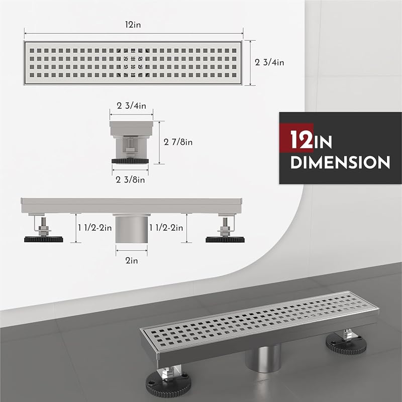Drenaje ducha 12" acero inox SUS304 cepillado