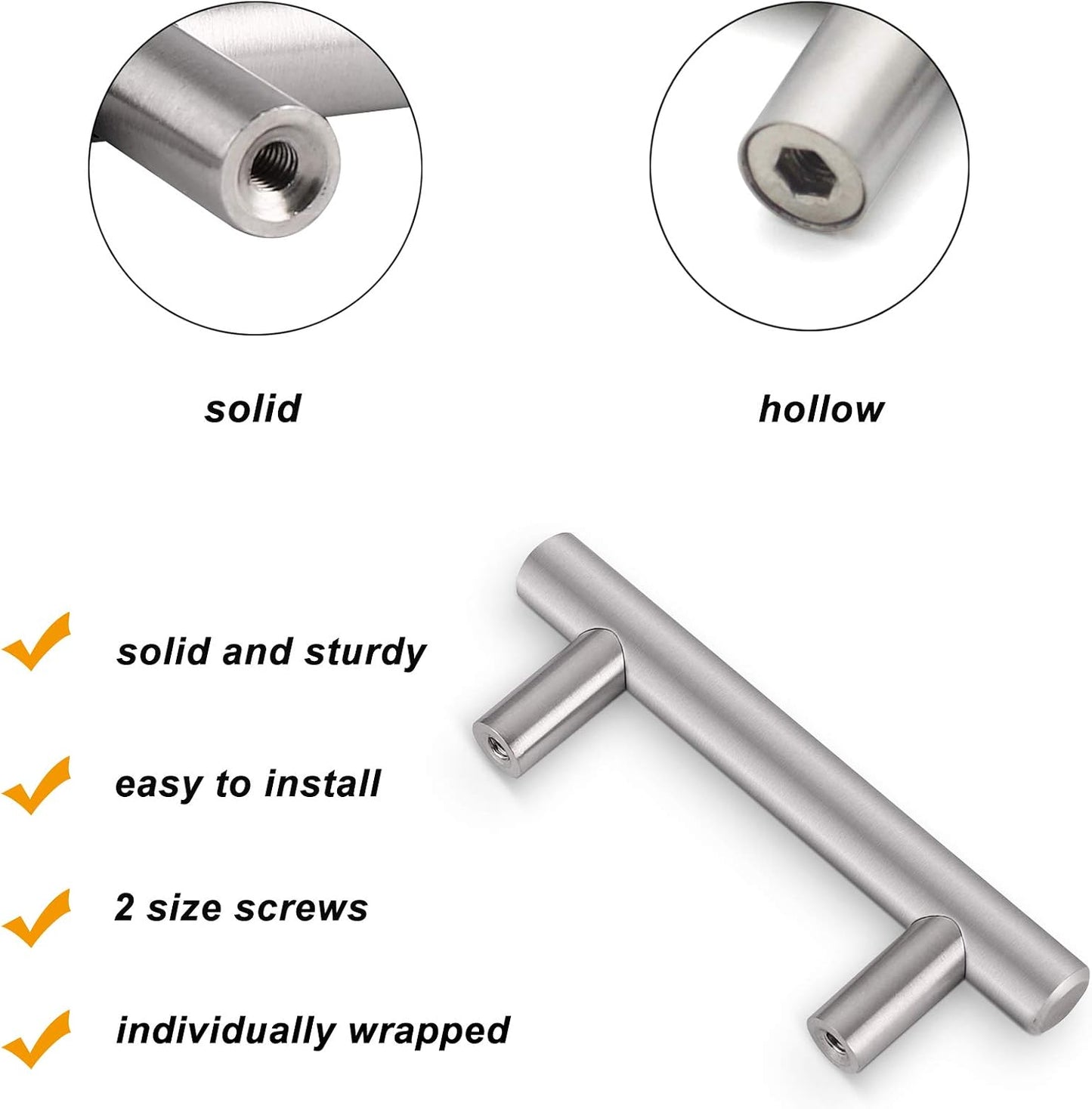 25 Manijas Acero Inox Níquel Cepillado 2-1/2pulg Tirores